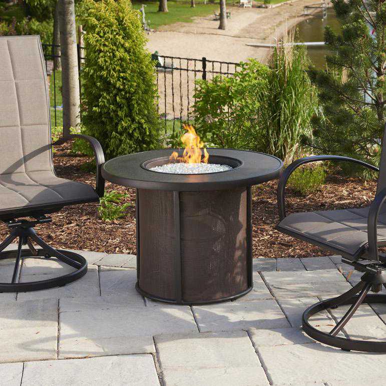 The Outdoor GreatRoom Company Stonefire 31-Inch Round Propane Gas Fire Pit Table - Brown