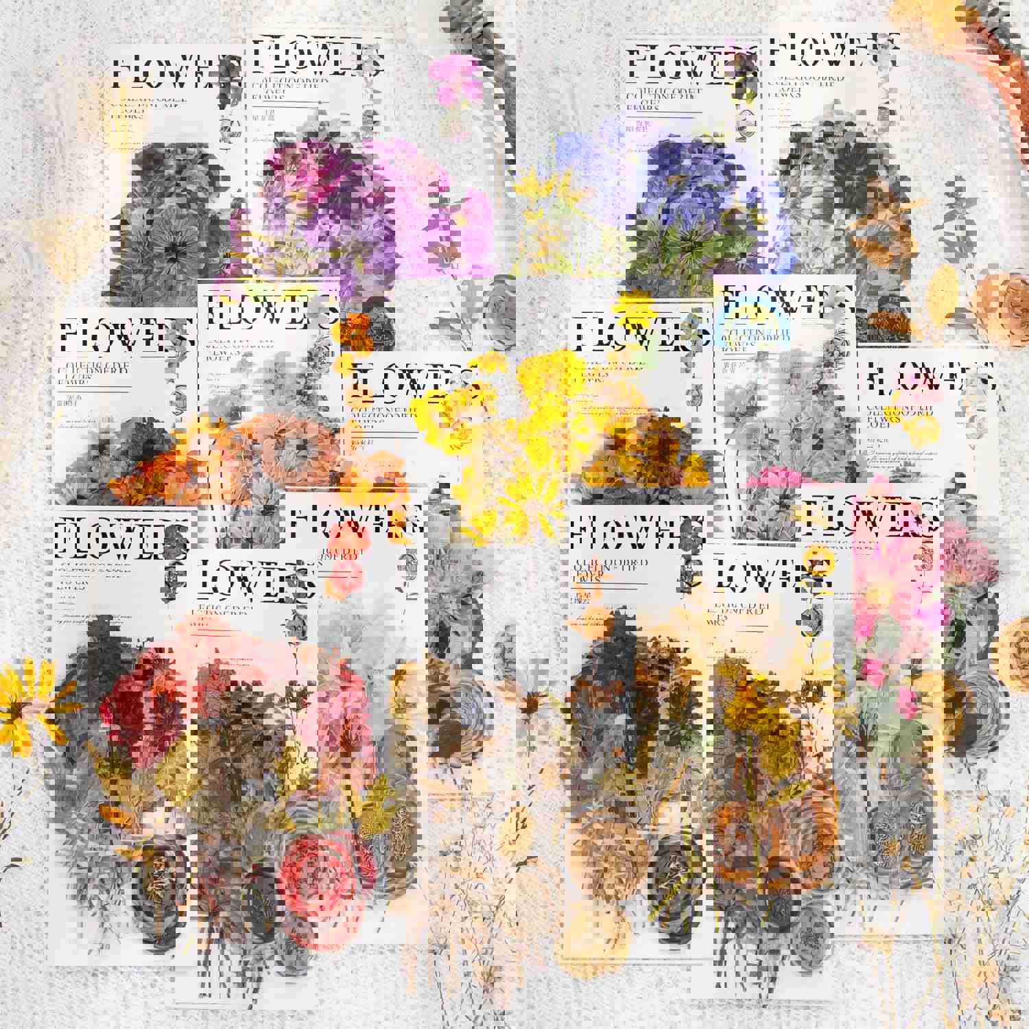 Knaid Pressed Flower Themed Stickers Set (320 Pieces) - Floral Botanical Journaling Stickers for Scrapbooking