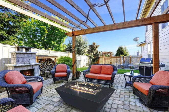 Athena Fireglass Olympus Linear 60x30 Rectangular Concrete Propane Fire Pit Table