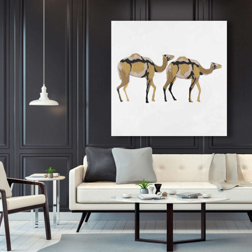 Two Abstract Dromadars, Fine Art Gallery Wrapped Canvas 36x36