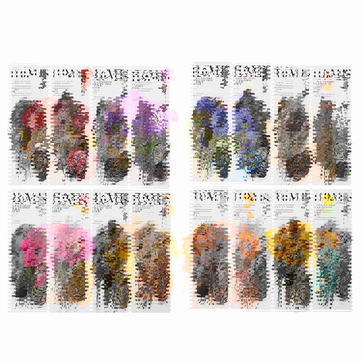 Knaid Pressed Flower Themed Stickers Set (320 Pieces) - Floral Botanical Journaling Stickers for Scrapbooking