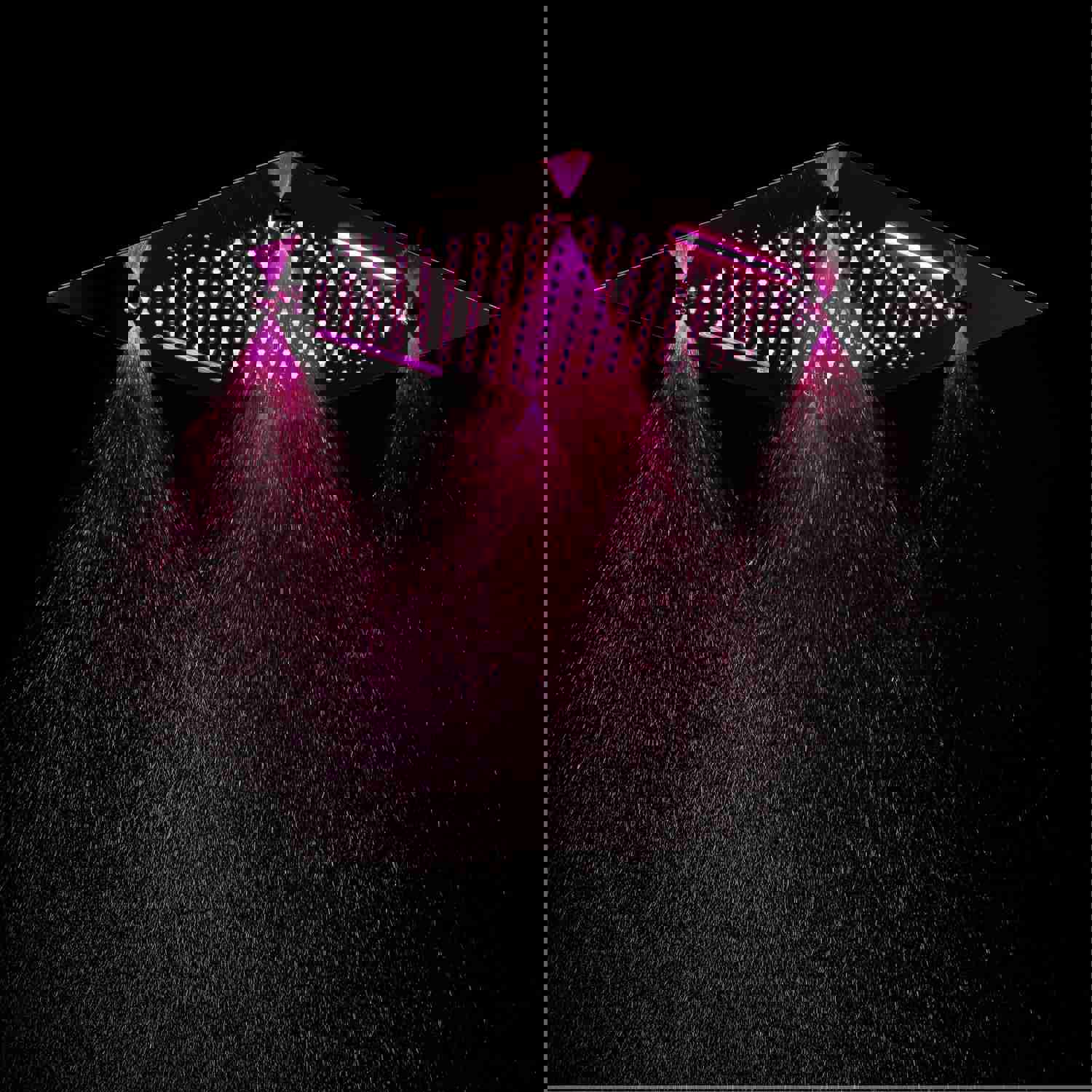 MONACO BLACK 20x20 Complete Luxury LED Music Shower Set with Rainfall, Waterfall, Mist Spray and 6x Body Jets