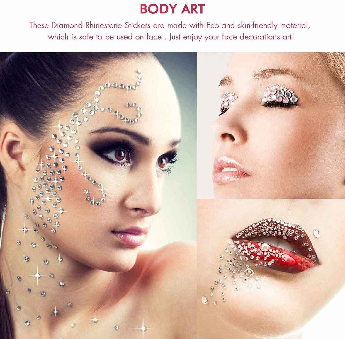 Rhinestone Stickers 2475 PCS, Nicpro Self Adhesive Face Gems Stick on Body Jewels Crystal in 3 Sizes 15 Colors, 15 Embellishments Sheet for Decorations Crafts Nail Makeup