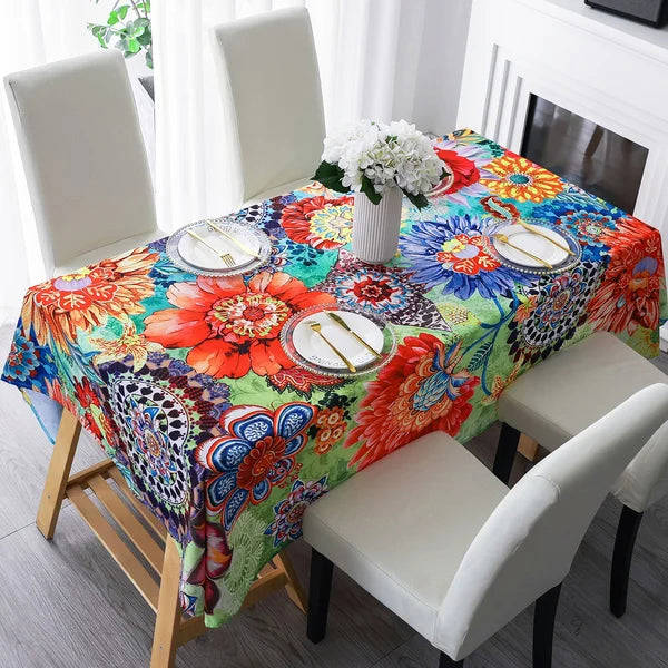 Dakota Fields Tablecloth, Original Design Hand Drawing Art Print, Washable Water-Resistant Microfiber Rectangle Table Cover