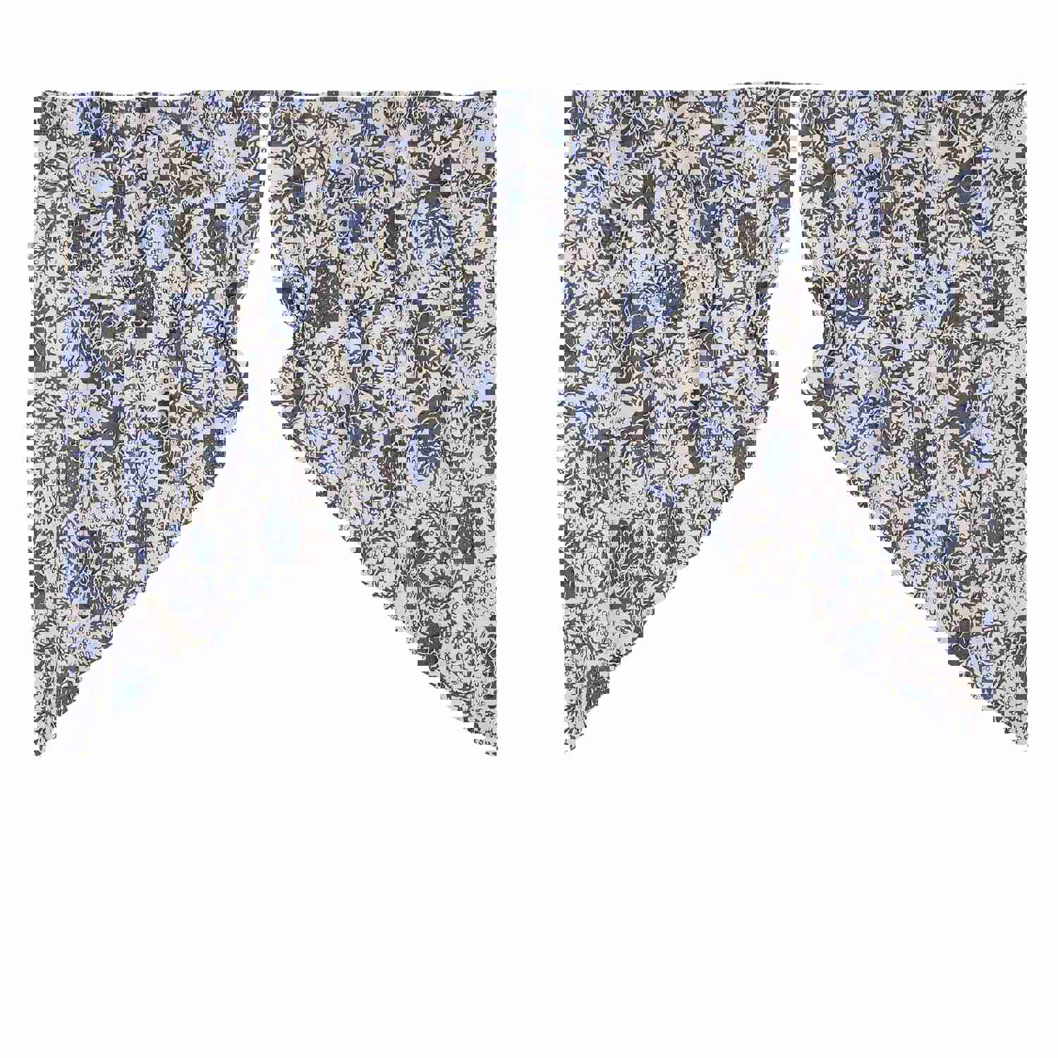 Dorset Navy Floral Prairie Swag Set of 2 - Farmhouse Style Window Decor