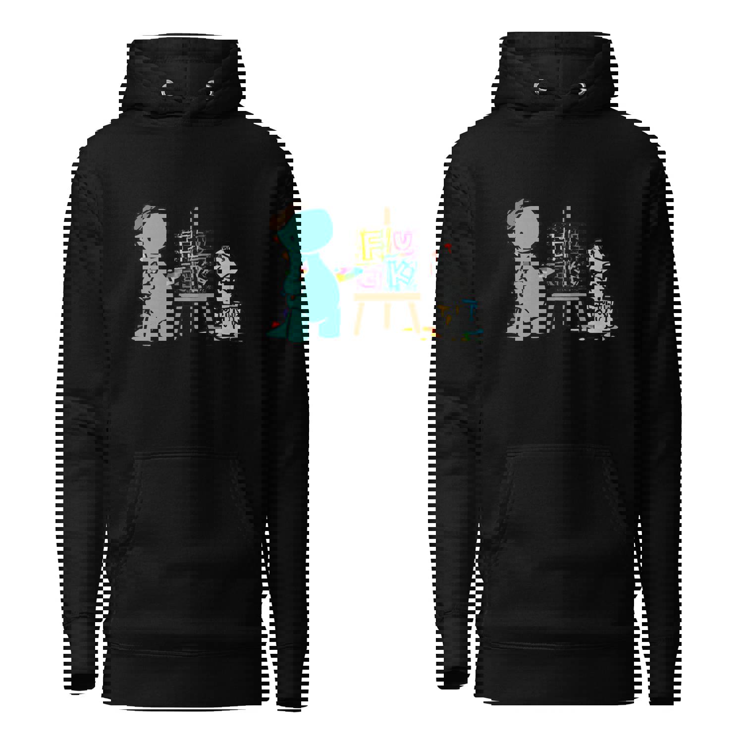 Artist Painting Fuck Hoodie - Comfort-Fitted Cotton Blend