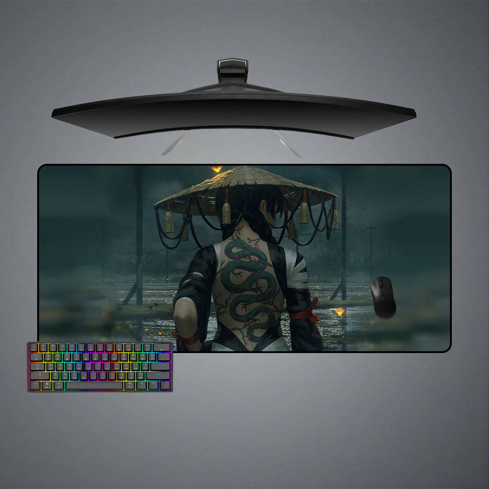 Dragon Tattoo Girl Design Gaming Mouse Pad - M-XXL Size for Computer Desk