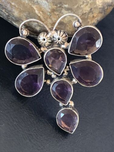 Handmade Sterling Silver Amethyst Dragonfly Pendant