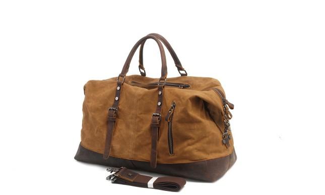 Men's Waxed Canvas Weekender Travel Overnight Bag
