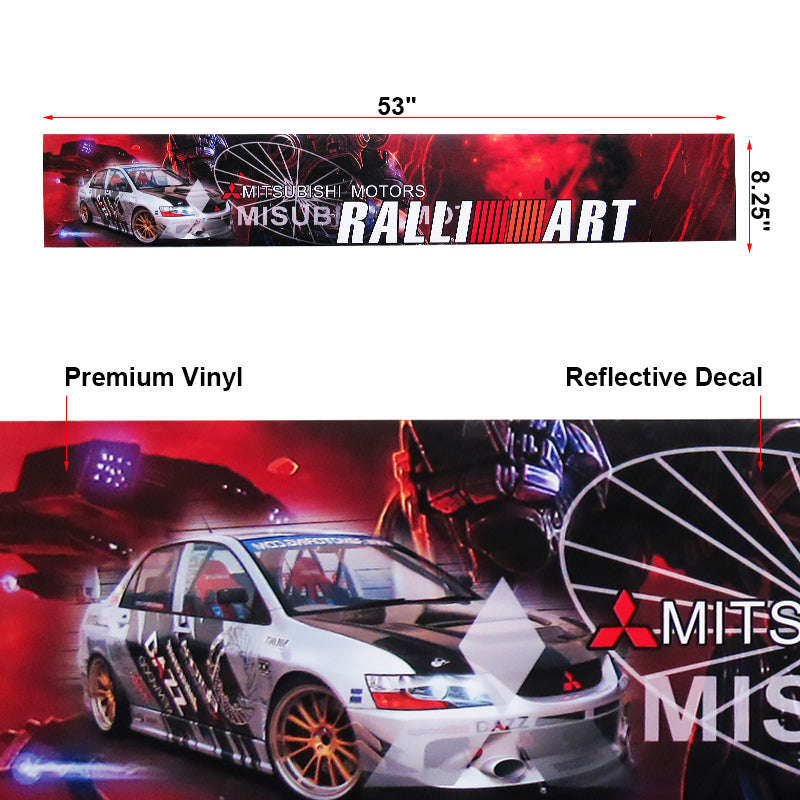 Premium UV Resistant Front Window Windshield Vinyl Banner Decal Sticker For Mitsubishi EVO RALLIART