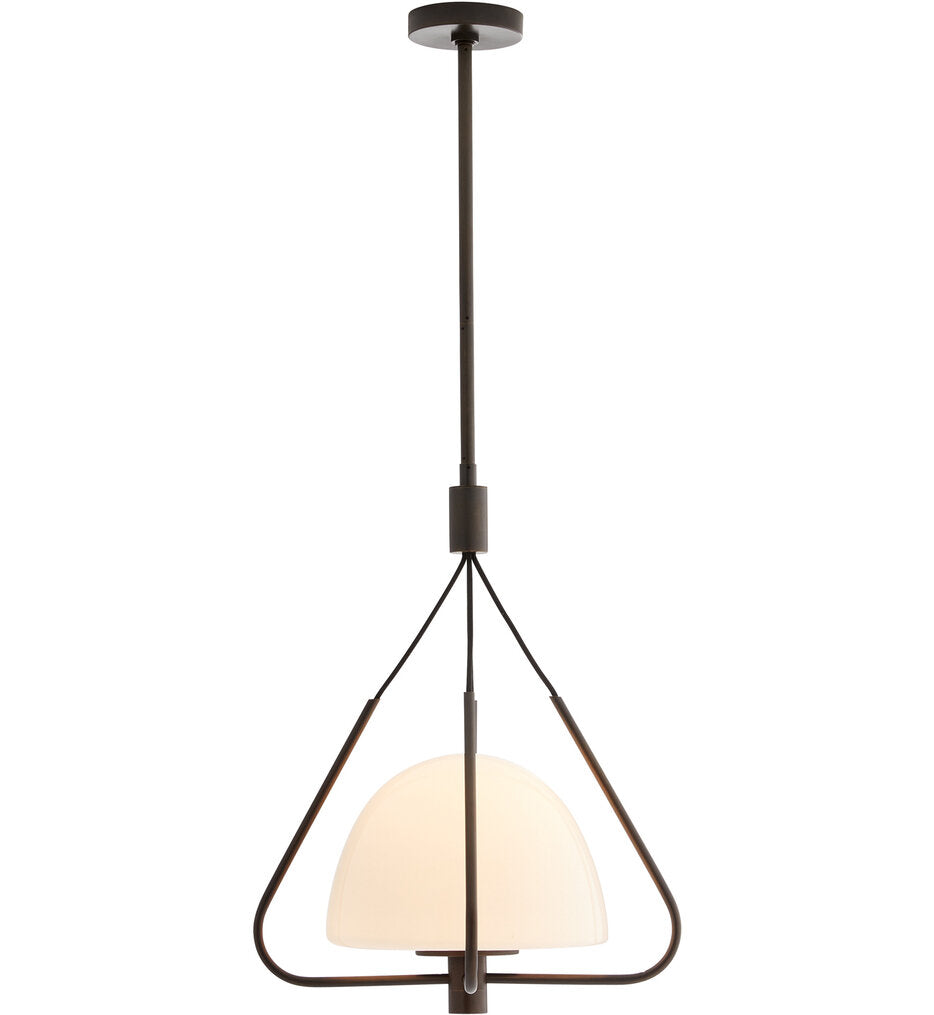 Oldham Pendant - English Bronze Steel Opal Glass Globe