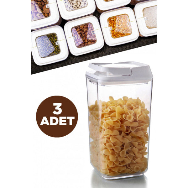3-Piece Vacuum Food Storage Container Set Square 1.2 Lt