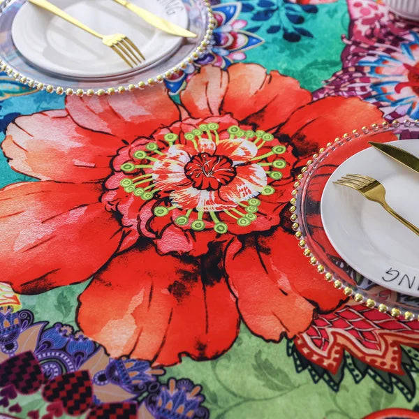 Dakota Fields Tablecloth, Original Design Hand Drawing Art Print, Washable Water-Resistant Microfiber Rectangle Table Cover