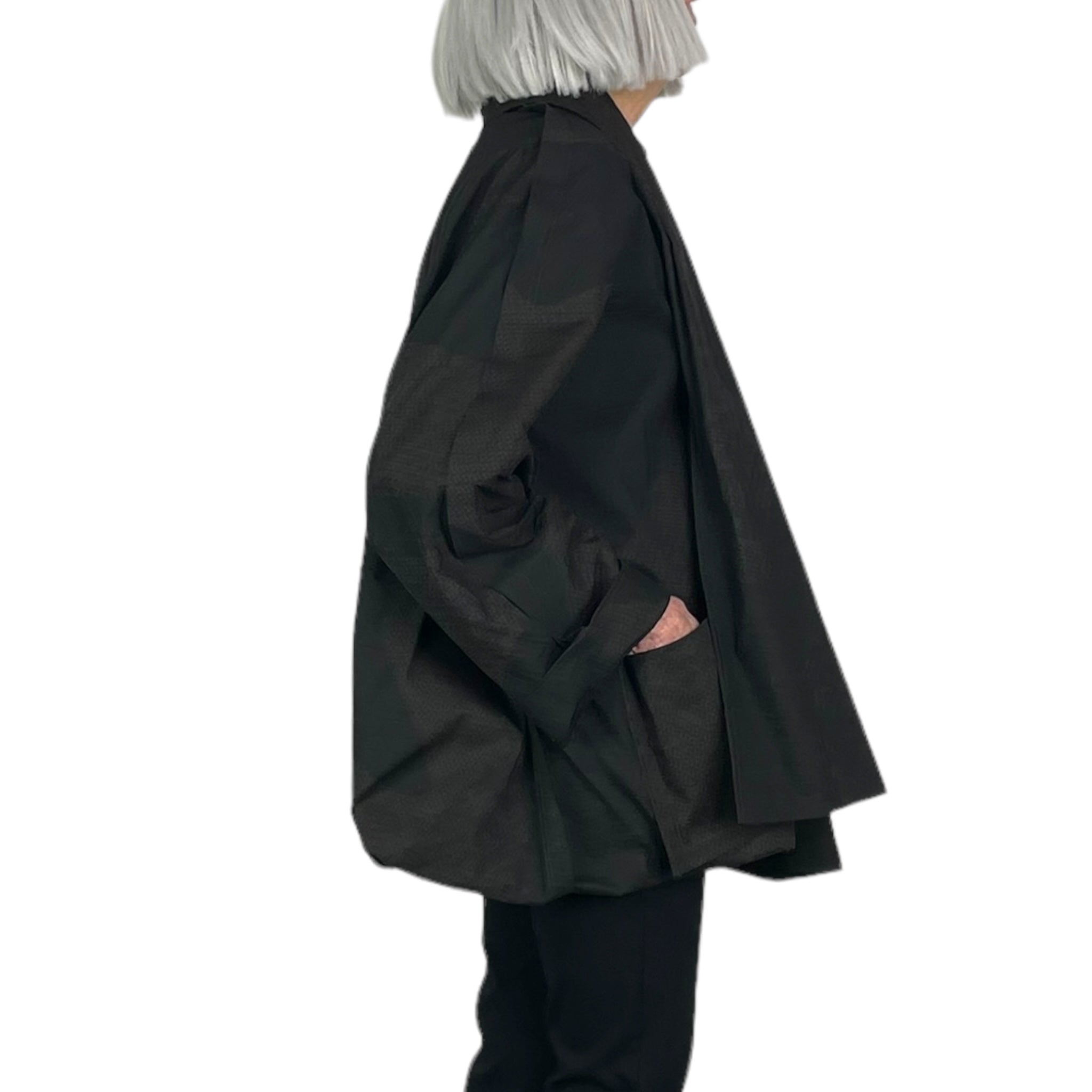 PRINTED SHAWL COLLAR MICRO JACKET