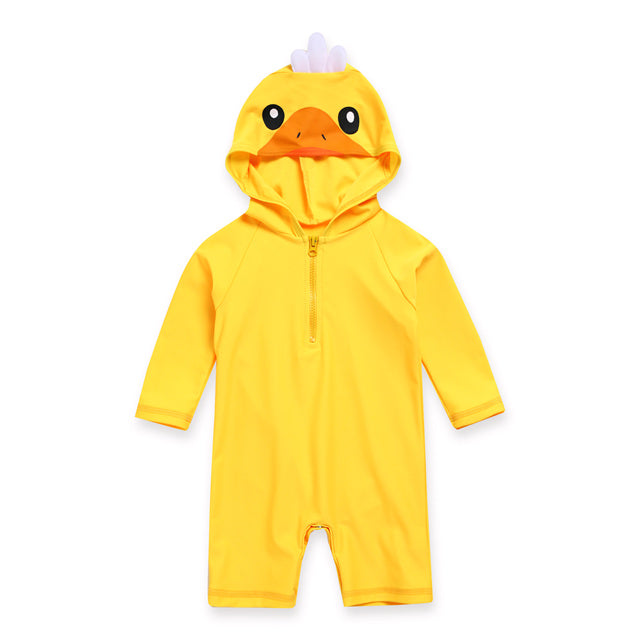 Duckling Yellow Hoodie Baby 3/4 Sleeve Swimsuit