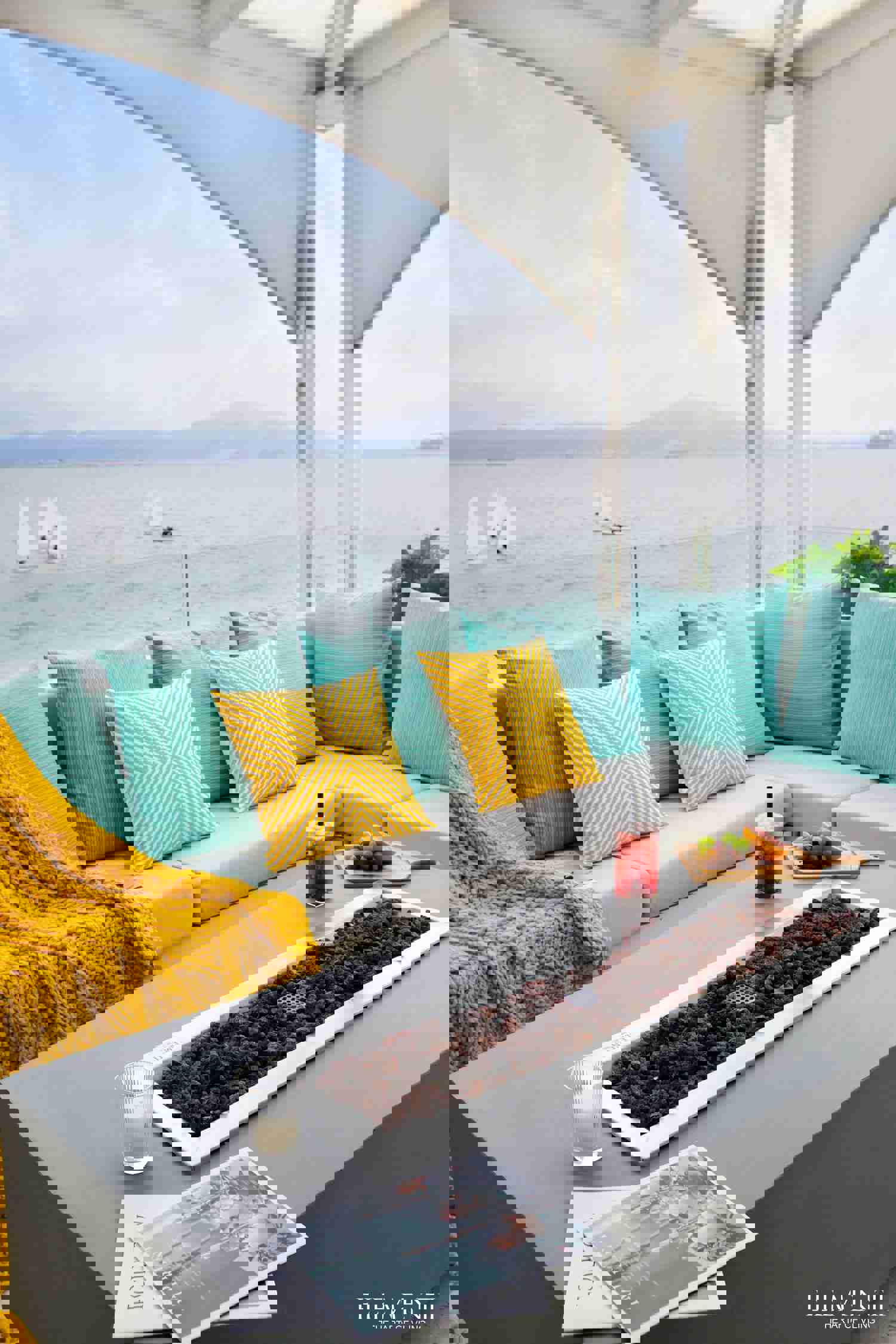 Granville Modern Smooth Concrete Rectangle Fire Pit Table - Light Gray