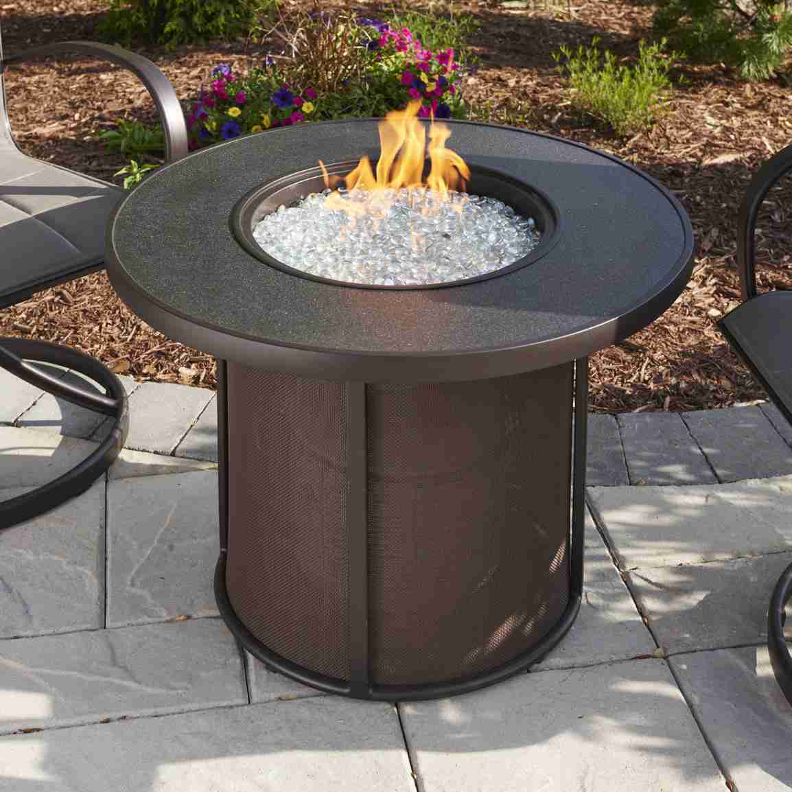The Outdoor GreatRoom Company Stonefire 31-Inch Round Propane Gas Fire Pit Table - Brown