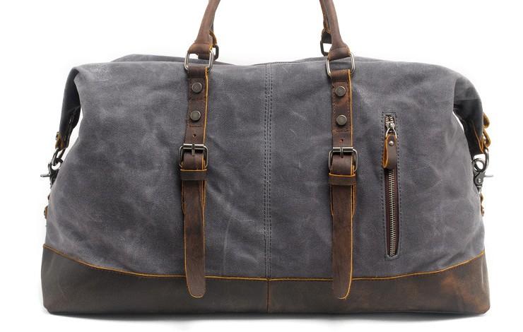 Men's Waxed Canvas Weekender Travel Overnight Bag