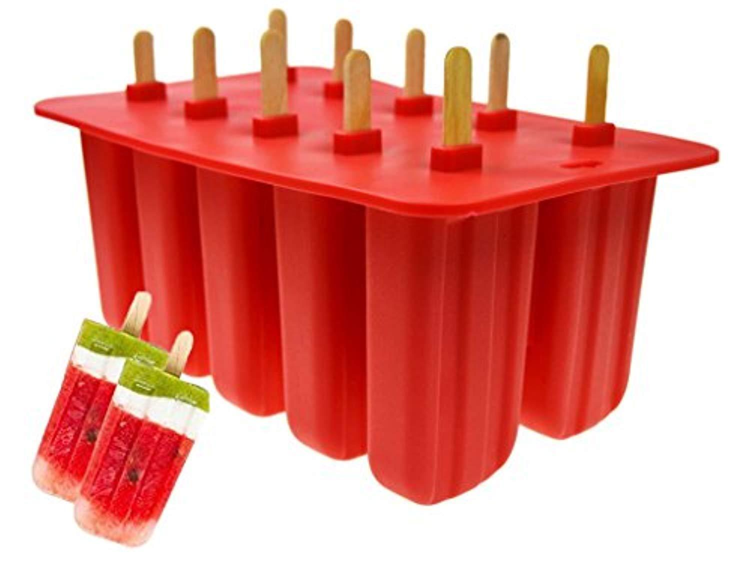 10-Capacity BPA-Free Silicone Popsicle Molds with Cover Lid