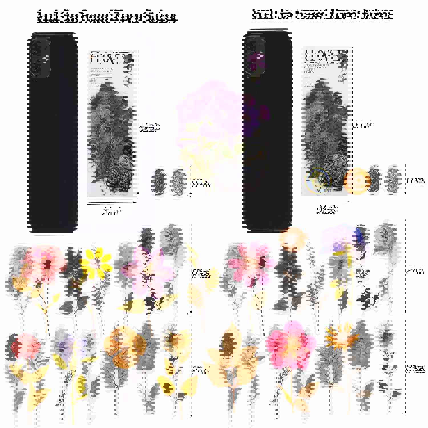 Knaid Pressed Flower Themed Stickers Set (320 Pieces) - Floral Botanical Journaling Stickers for Scrapbooking