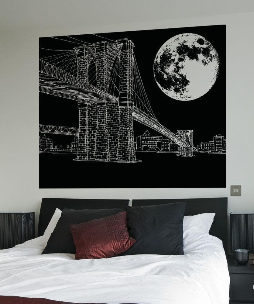 Brooklyn Bridge Night Scene Wall Decal (Die-cut) - #5214