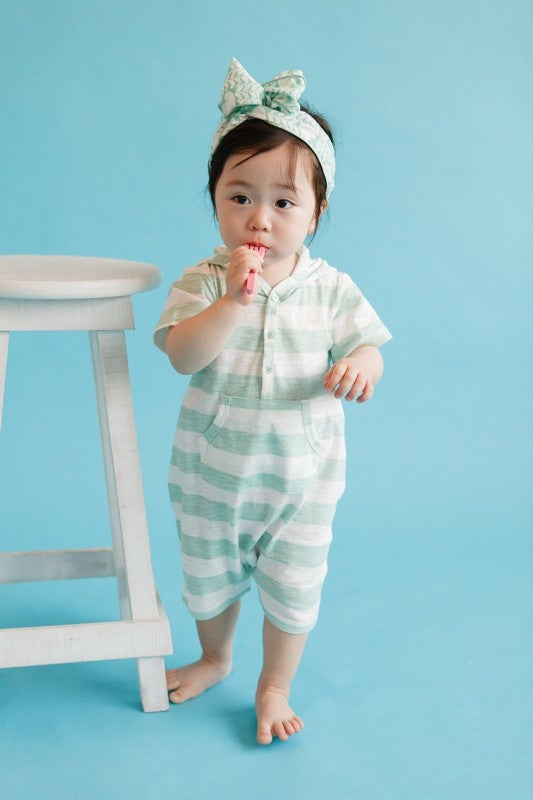 Striped Baby Hoodie Romper