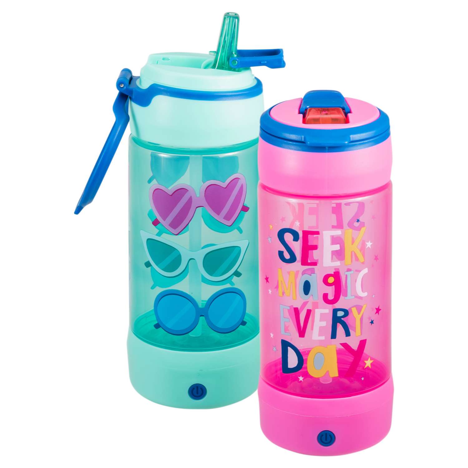 Cool Gear 2-Pack 16 oz Pop Lights Water Bottles - Light Up Travel Cup for Kids & Outdoors
