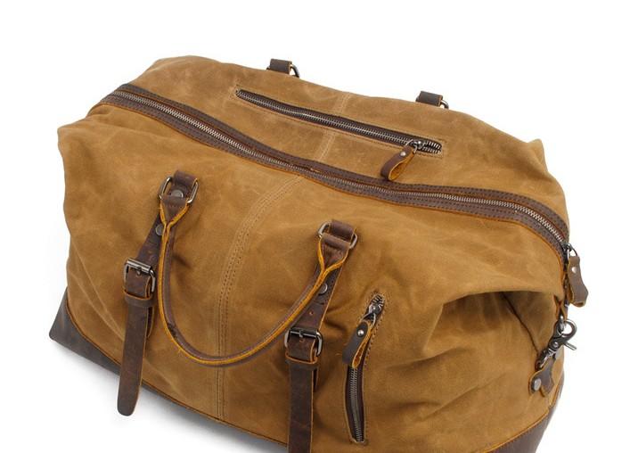 Men's Waxed Canvas Weekender Travel Overnight Bag