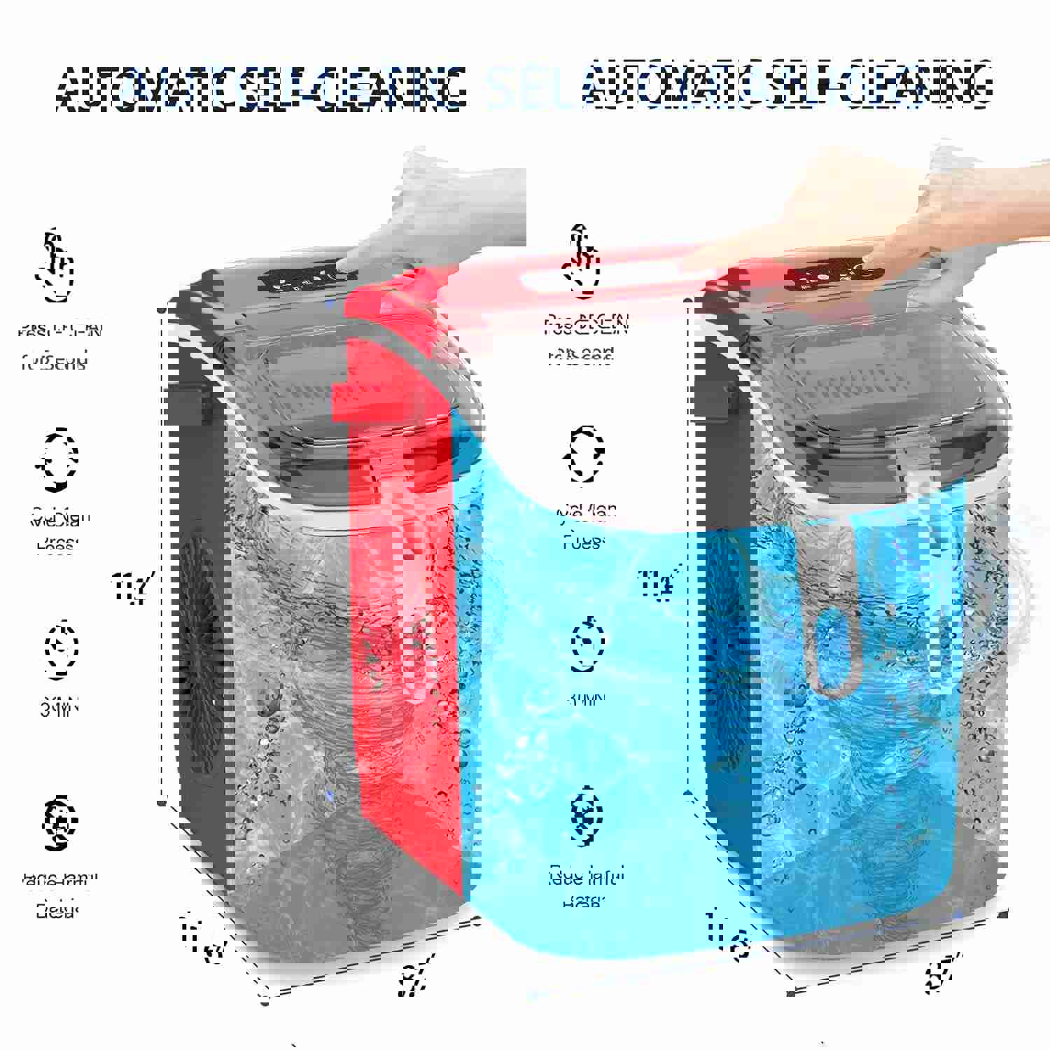 Fast Ice Maker Countertop with Handle, 9 Cubes in 6 Mins, 26Lbs/24H, Self-Cleaning Portable Ice Machine for Home/Kitchen/Office, Red