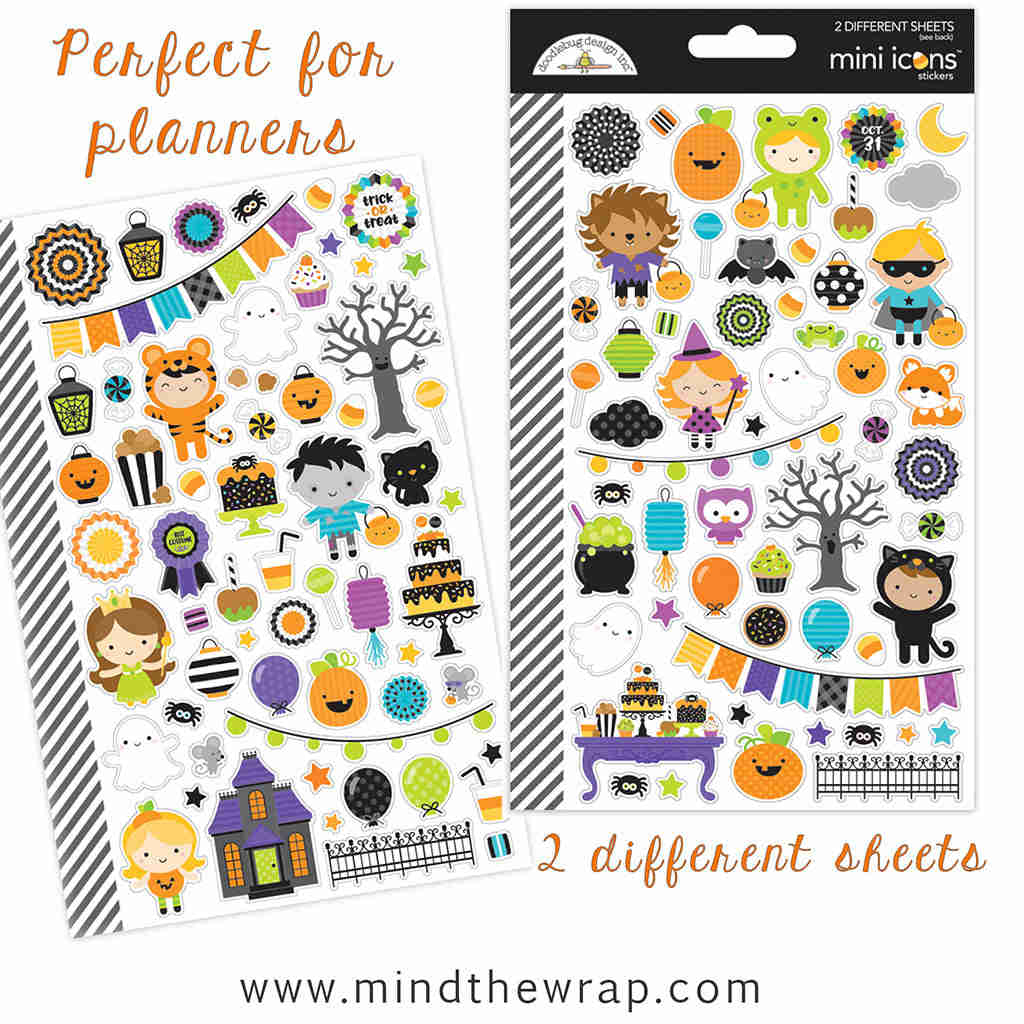 NEW Halloween 3-D Dots Enamel Stickers - Doodlebug Design Sprinkles - 45 pieces Glossy Dimensional Embellishments
