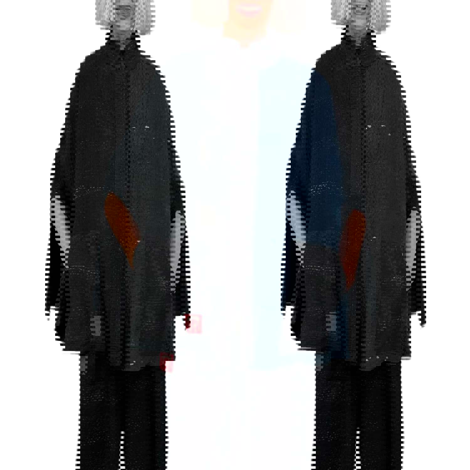 JAIPUR PATCH MANTLE CAPE JACKET - Reversible 4-Layer Kantha Fabric Cape