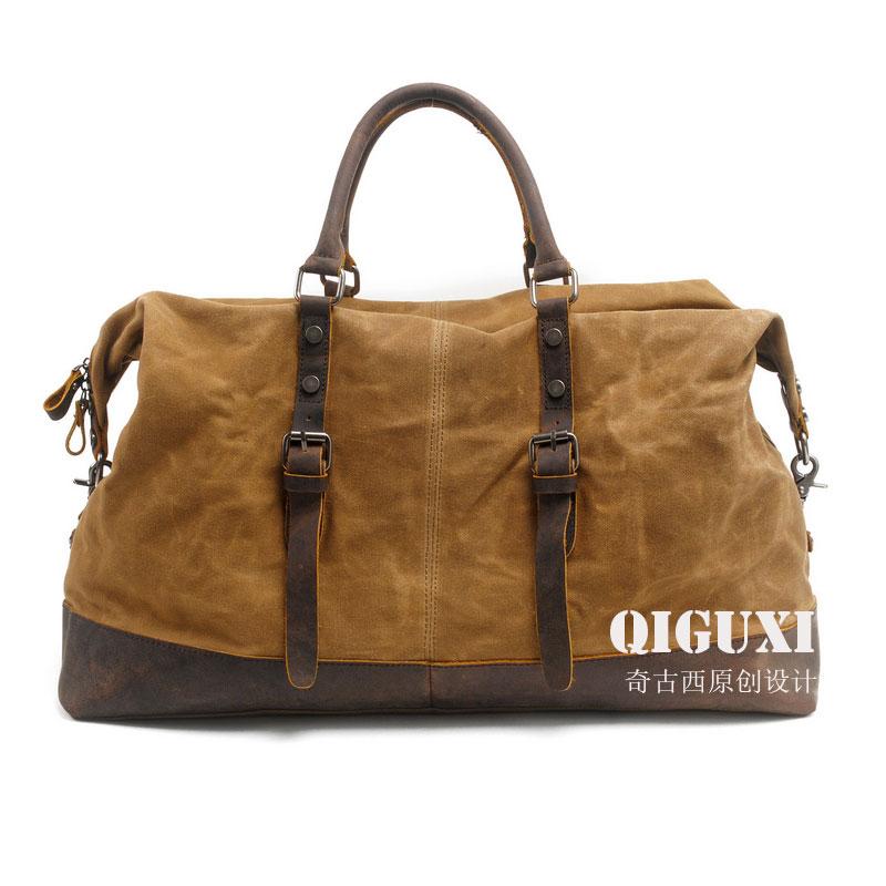 Men's Waxed Canvas Weekender Travel Overnight Bag