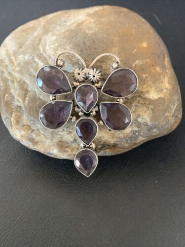 Handmade Sterling Silver Amethyst Dragonfly Pendant