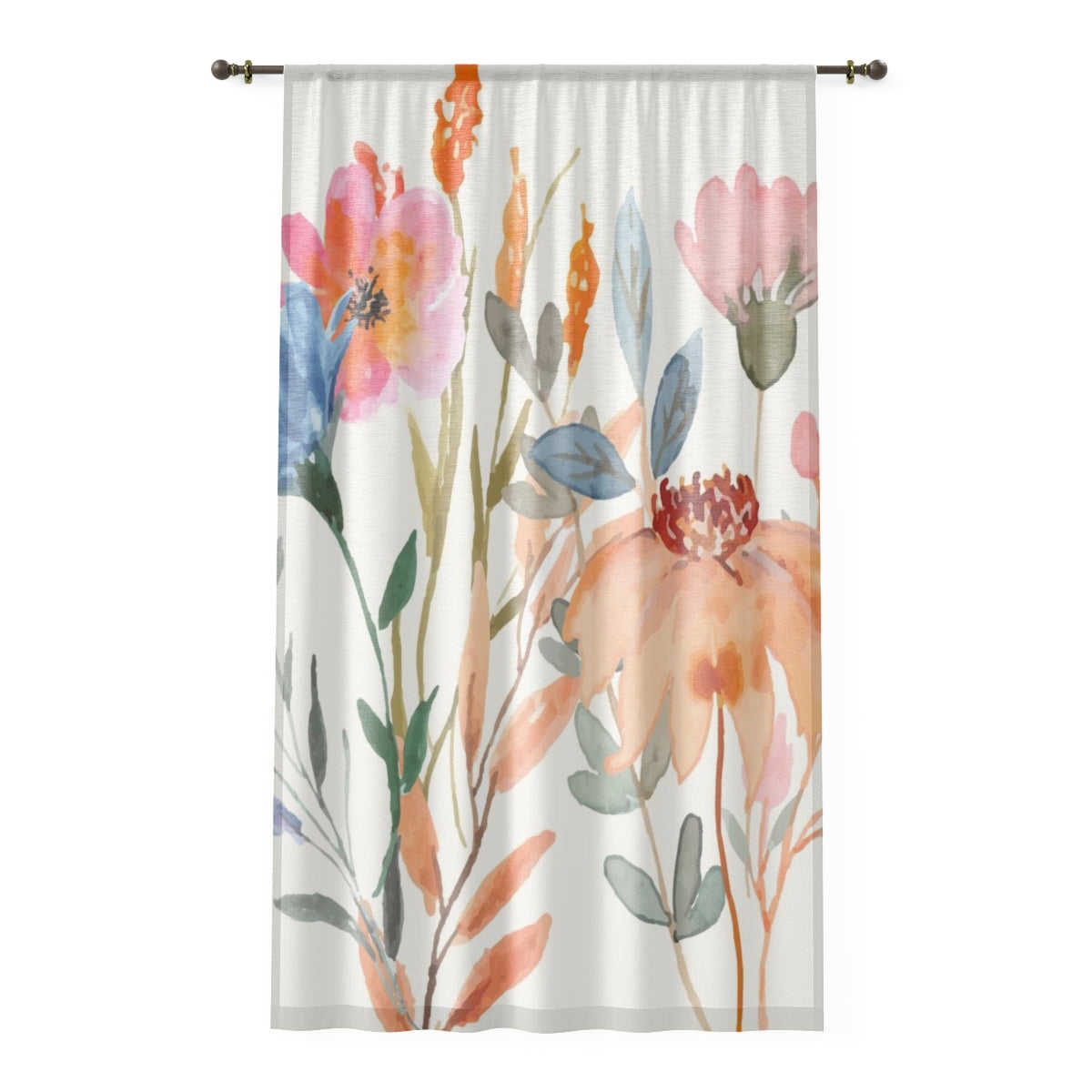 WILDFLOWERS WATERCOLORS - SHEER Window Curtain