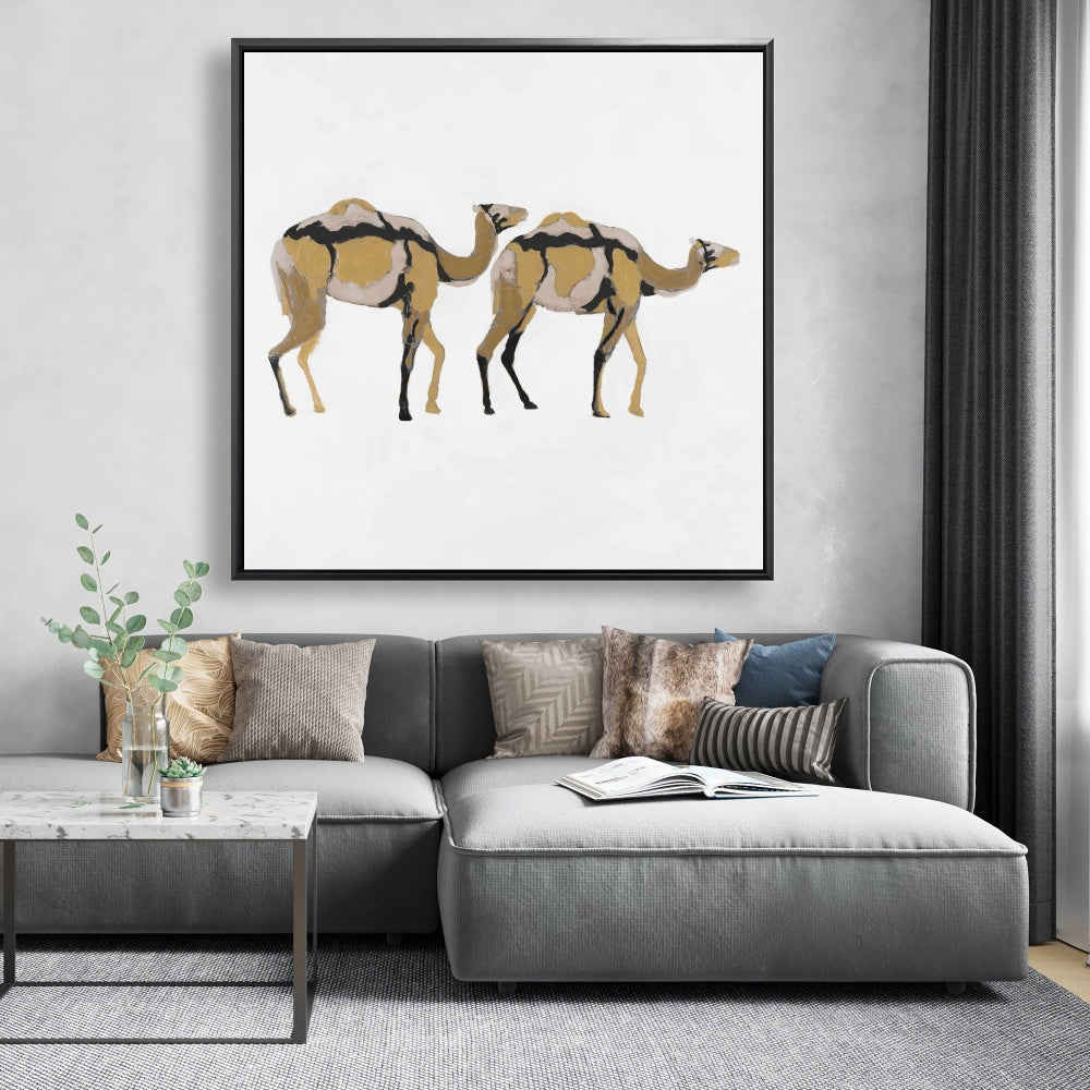 Two Abstract Dromadars, Fine Art Gallery Wrapped Canvas 36x36