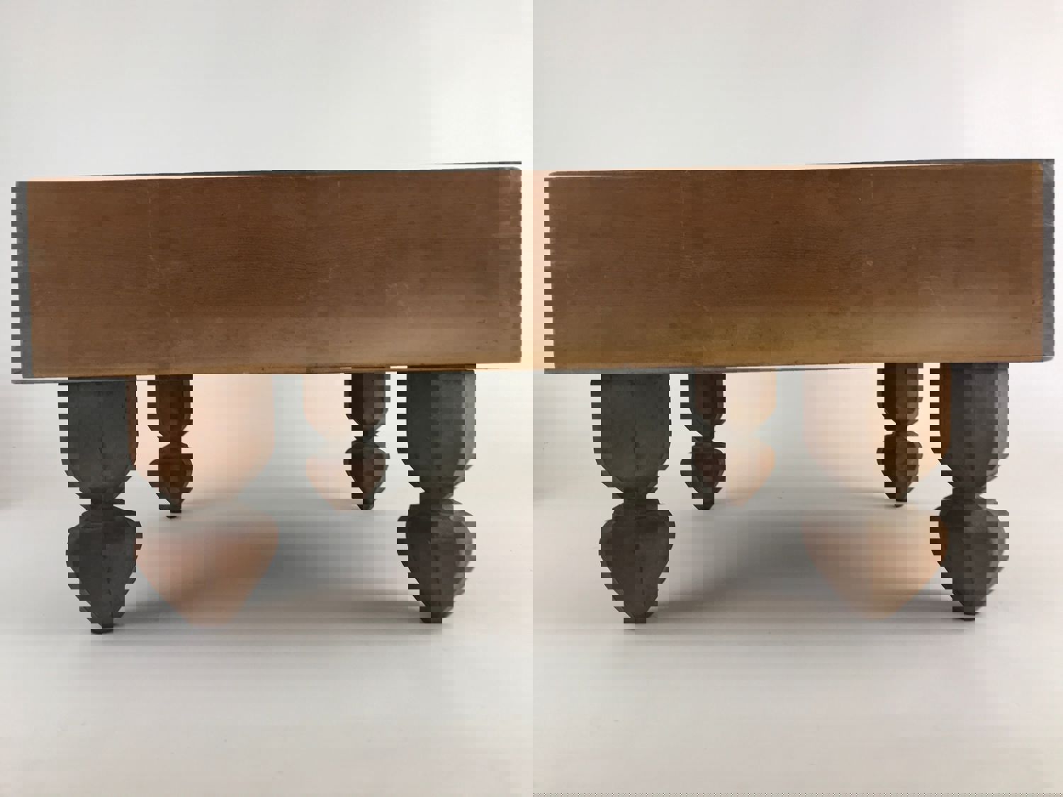 Vintage Japanese Wood Go Board Game Goban with 19x19 Grid and 4 Legs