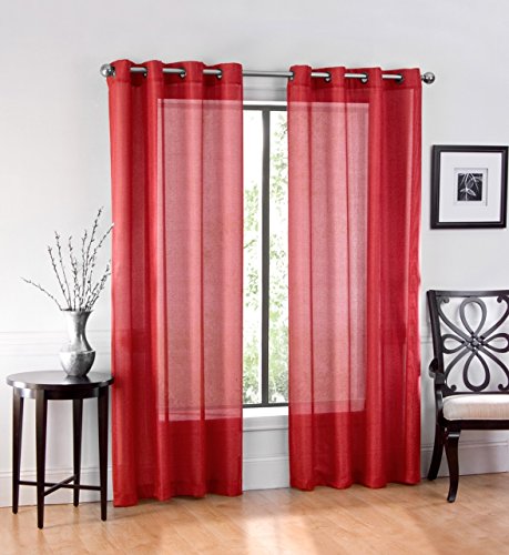2 Piece Set Window Sheer Curtains Grommet Panels 54 X 84 Total 108 X 84