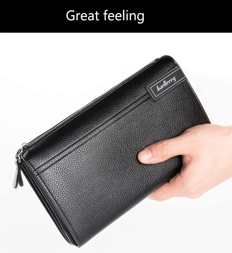 Baellerry Large Capacity PU Leather Men Clutch Bag with Handle