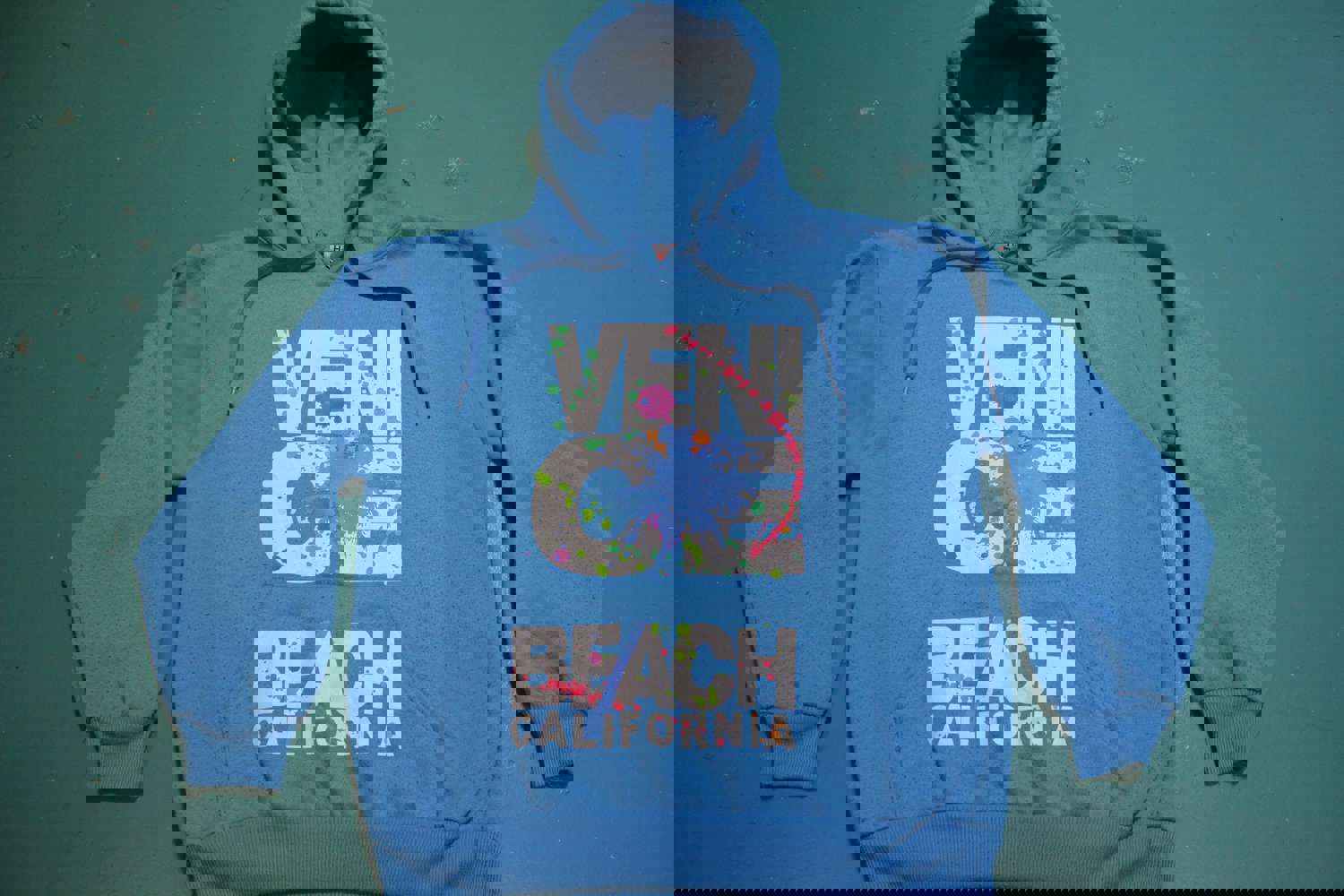 Venice Beach California Graffiti Paint Splatter 80s 90s Vintage Hoodie Sweatshirt