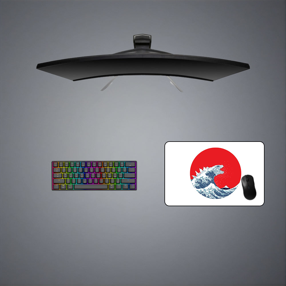 Godzilla Wave Design Gaming Mouse Pad - M-XXL Size, Computer Desk Mat