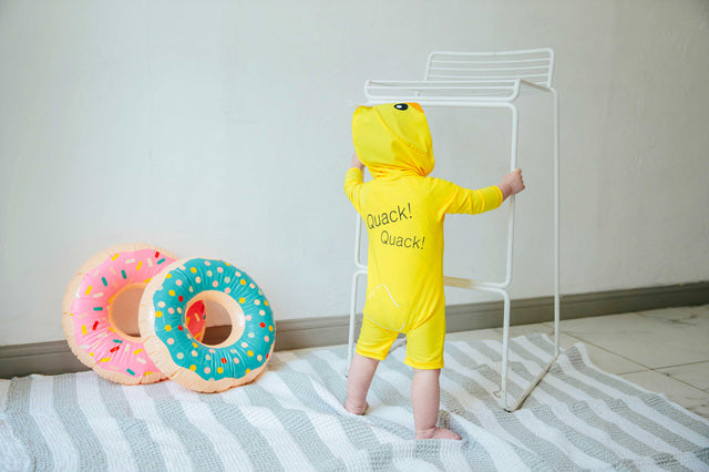 Duckling Yellow Hoodie Baby 3/4 Sleeve Swimsuit
