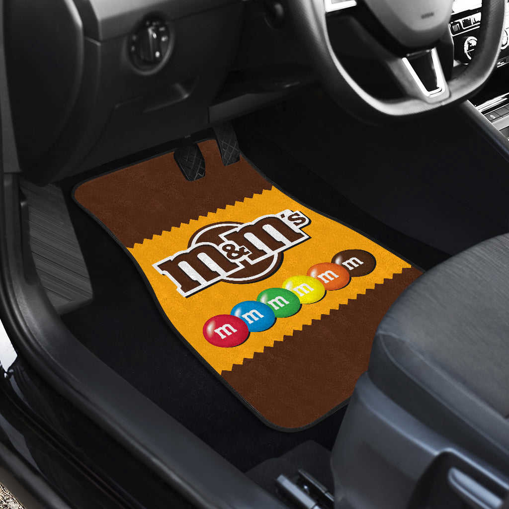 M&M Chocolate Logo Custom Car Floor Mats - Front & Back Set