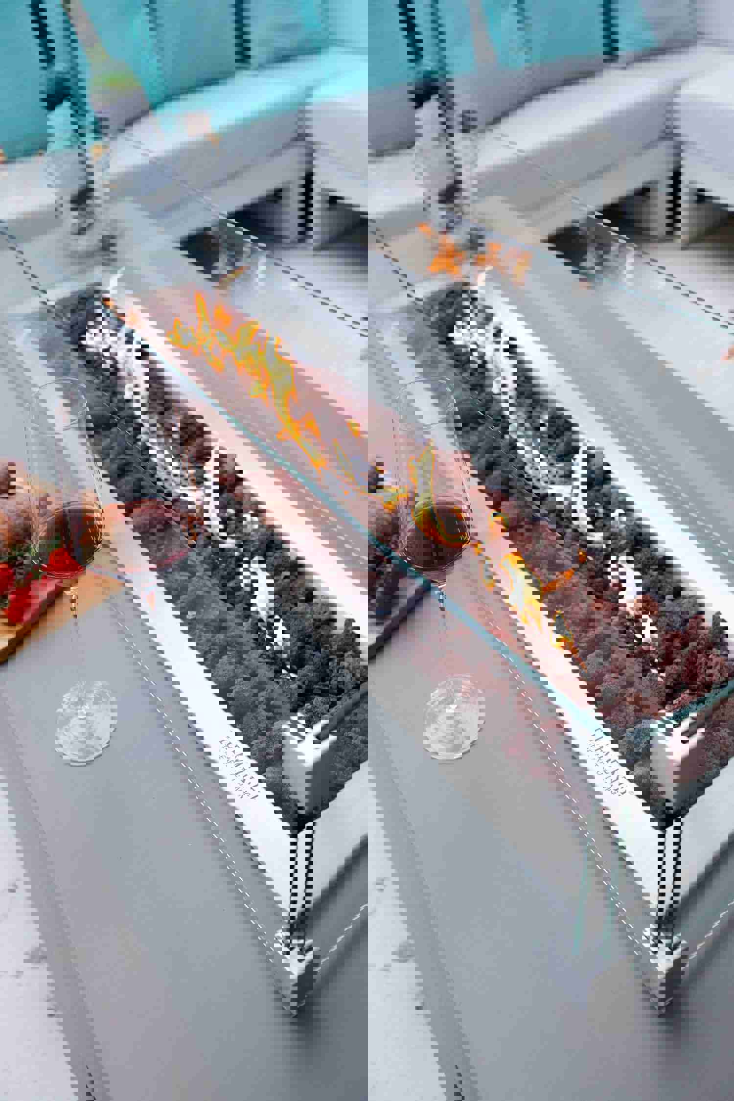 Granville Modern Smooth Concrete Rectangle Fire Pit Table - Light Gray