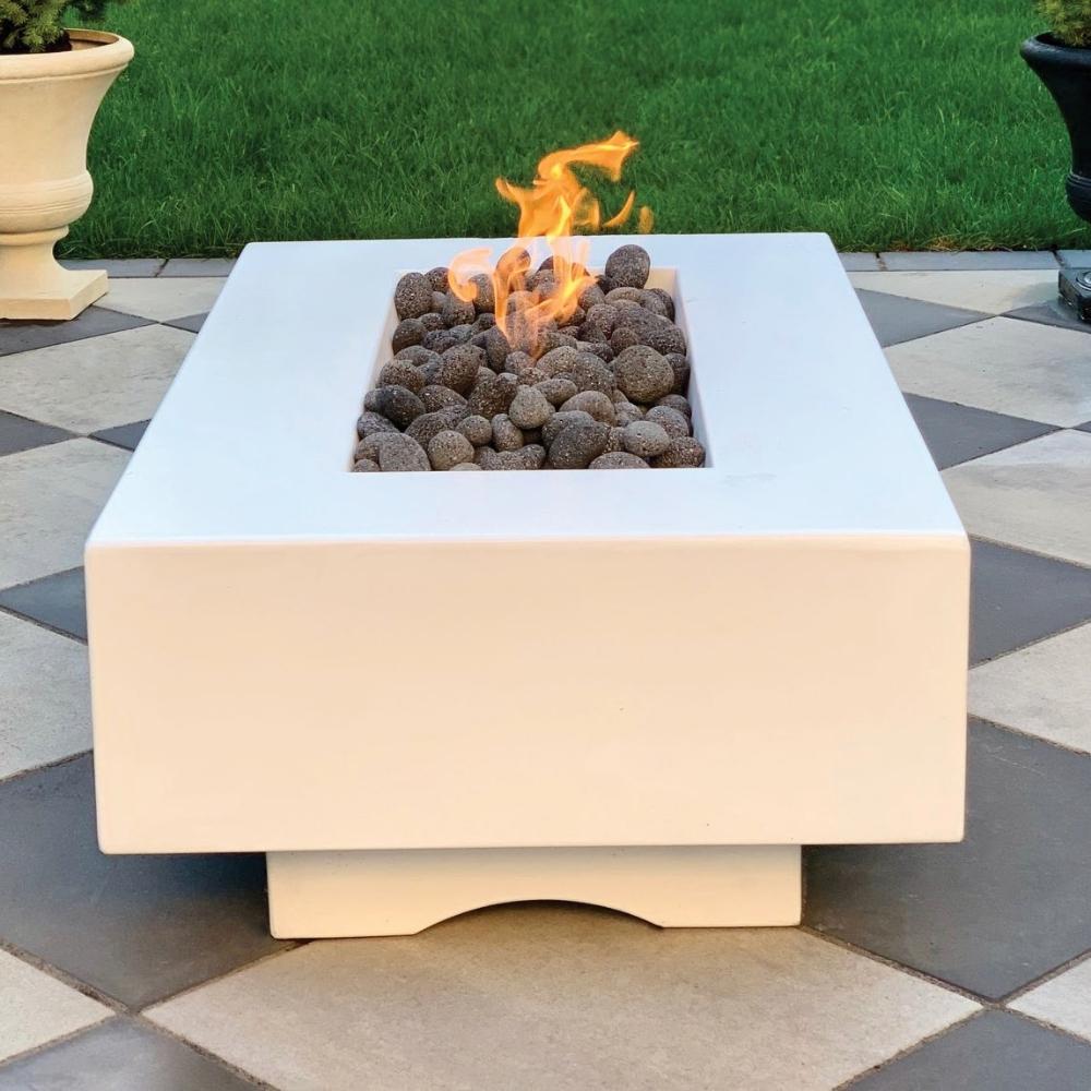 Top Fires Del Mar 72-Inch Rectangular GFRC Gas Fire Pit with Flame Sense Ignition