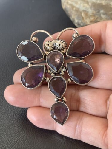 Handmade Sterling Silver Amethyst Dragonfly Pendant