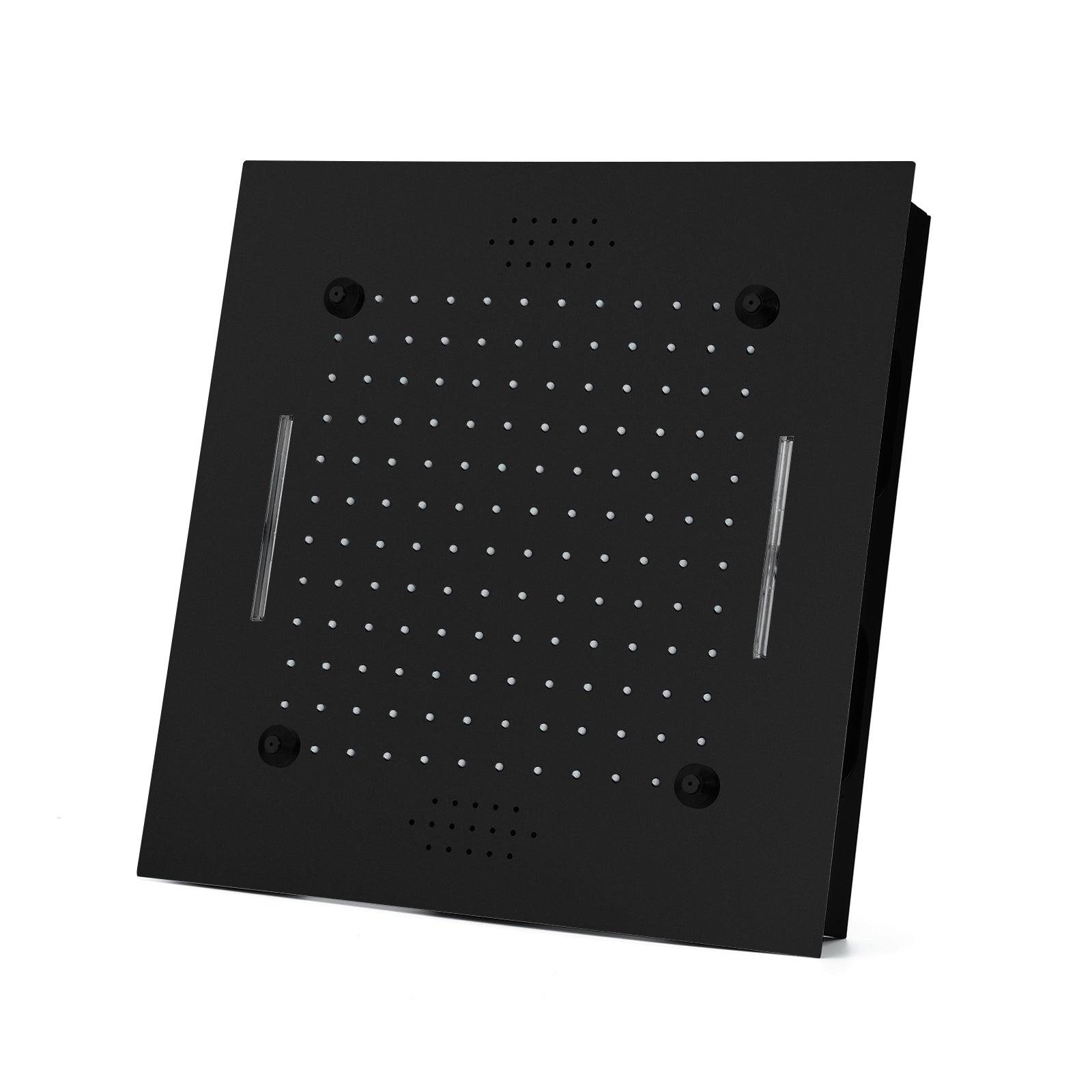 MONACO BLACK 20x20 Complete Luxury LED Music Shower Set with Rainfall, Waterfall, Mist Spray and 6x Body Jets