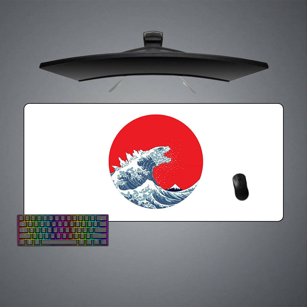 Godzilla Wave Design Gaming Mouse Pad - M-XXL Size, Computer Desk Mat