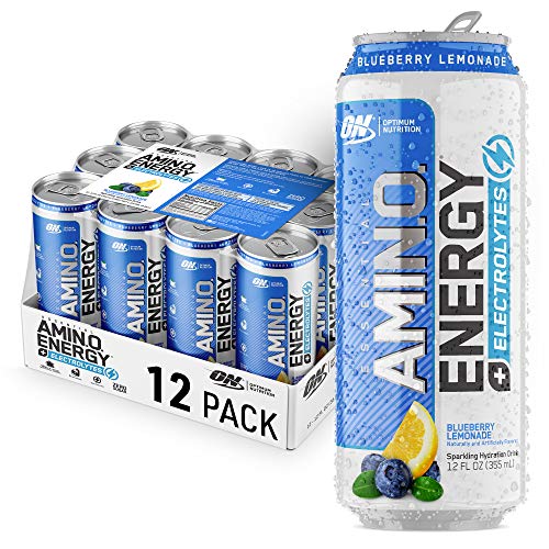 Optimum Nutrition Amino Energy + Electrolytes Sparkling Hydration Drink - Blueberry Lemonade, 12 Count