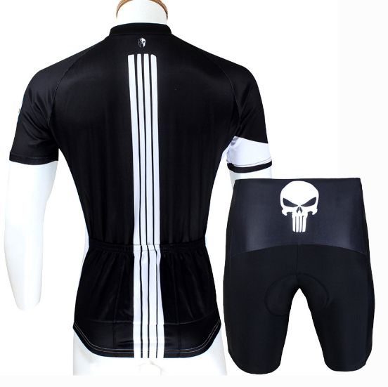 ILPALADINO White Skull Black Mens Bike Suit Cycling Jersey - Breathable & Quick-Drying for Road/Mountain Biking