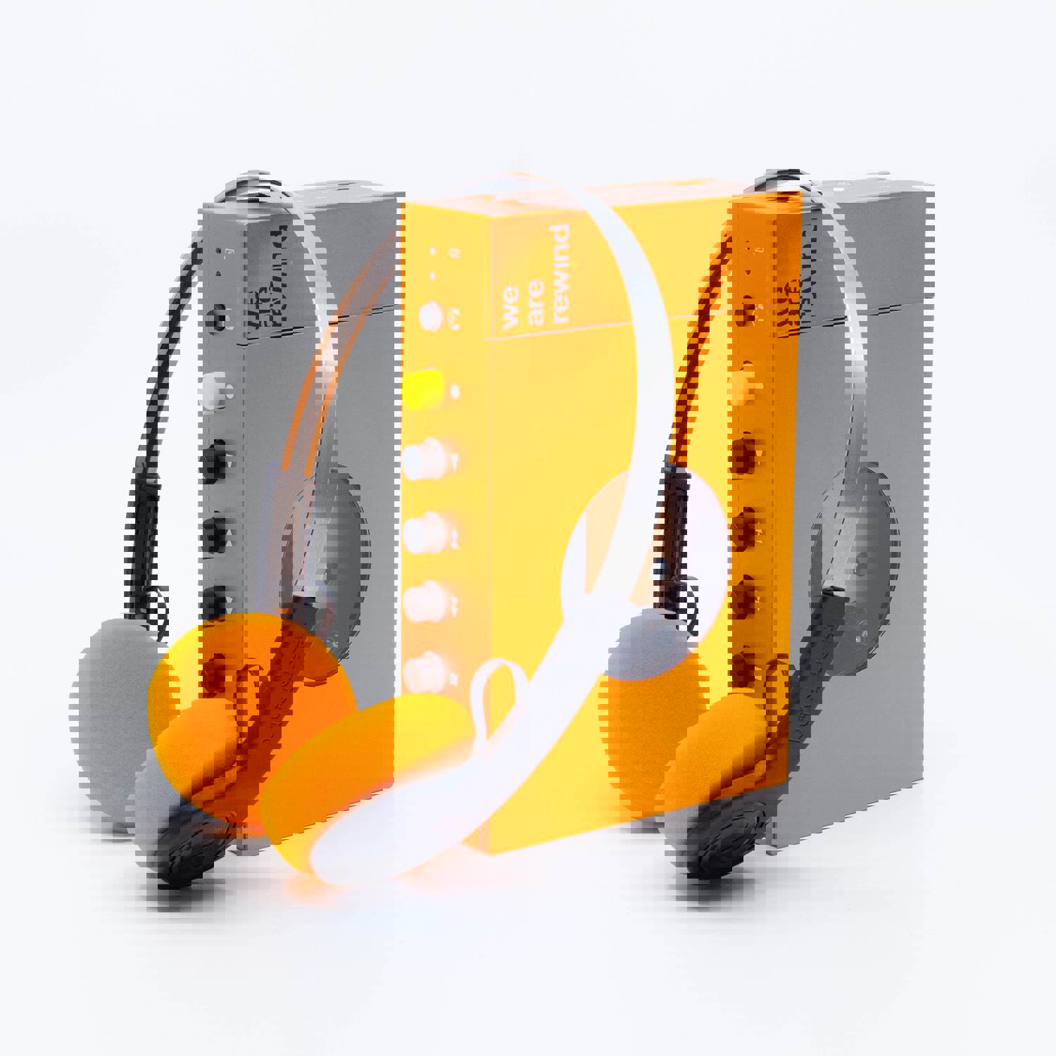 Orange Cassette Player with Wireless Headphone - Retro Stereo Pack